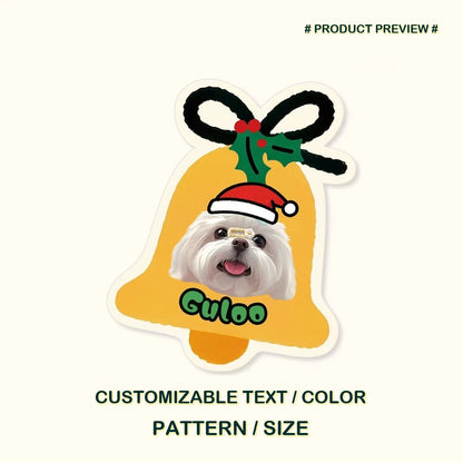 Custom freeform pet rug preview with a festive bell design