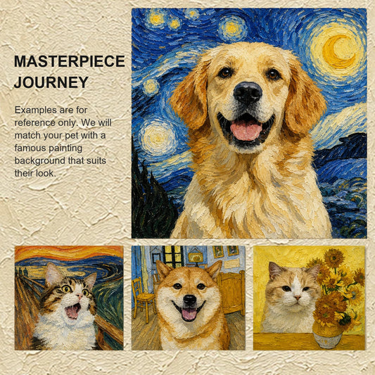 Custom classical art pet portrait on canvas from the Masterpiece Journey collection