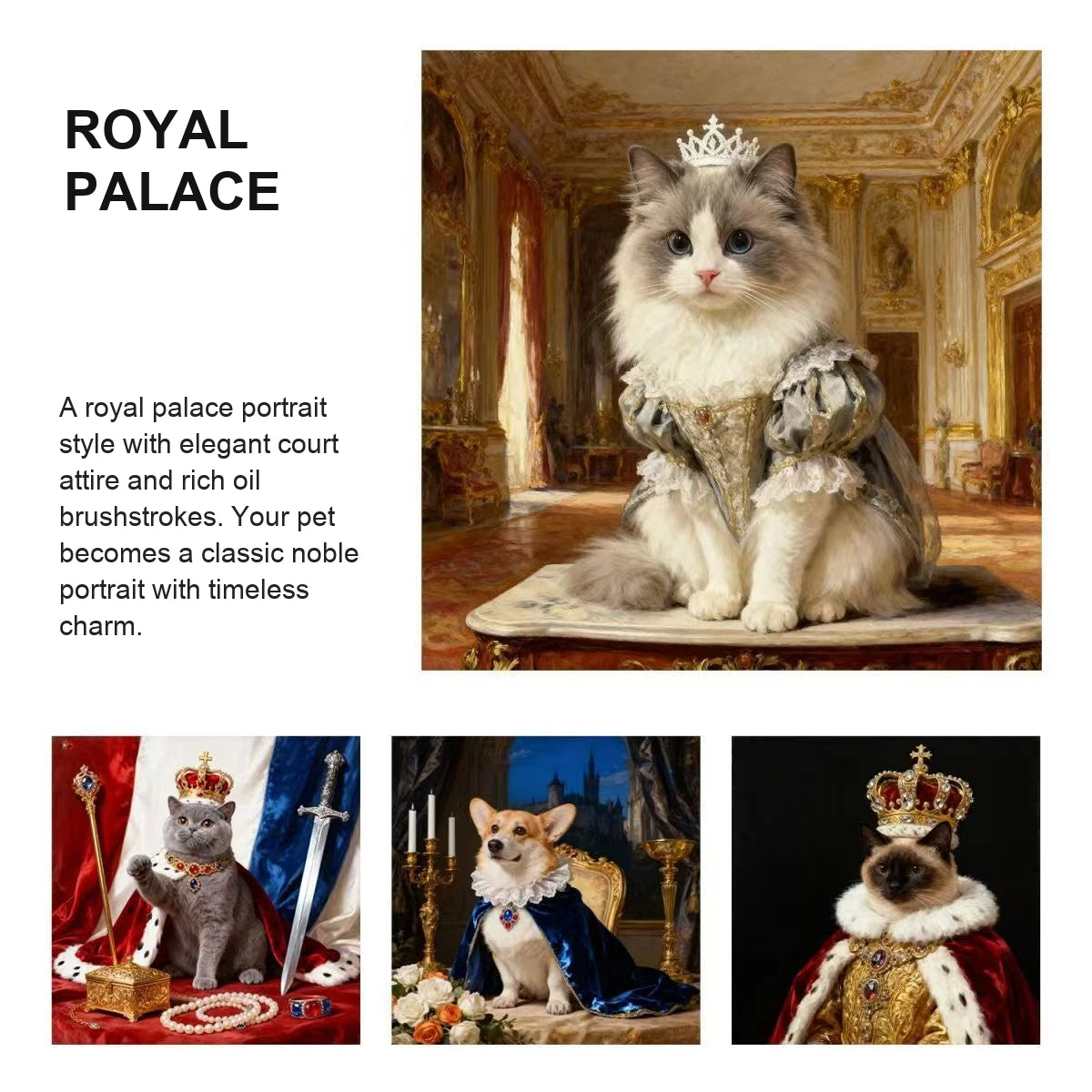 The Canvas Chronicle · Custom Multi-Layered Oil Portrait · ROYAL PALACE