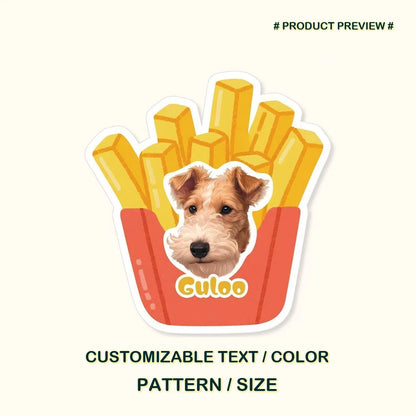 Custom freeform pet rug preview with a playful french fries design