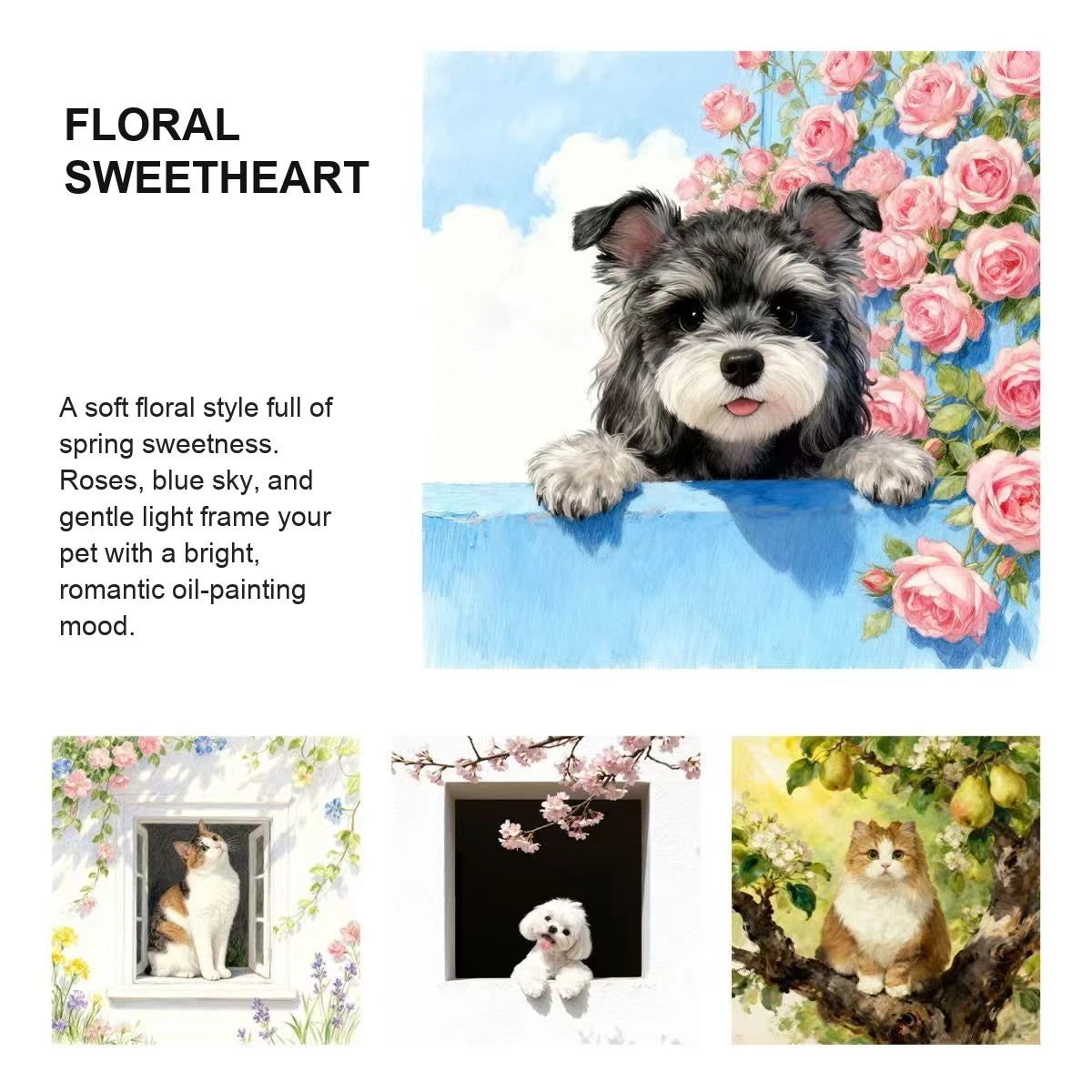 The Canvas Chronicle · Custom Multi-Layered Oil Portrait · FLORAL SWEETHEART