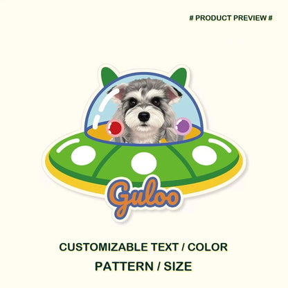 Custom freeform pet rug preview with a colorful UFO illustration